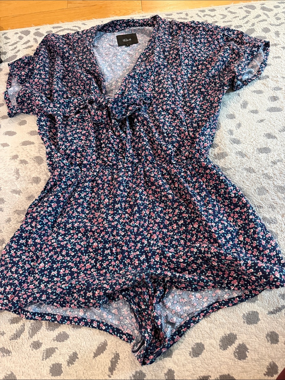 RAILS Navy Floral Tie-Front Romper